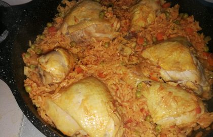אורז אדום ועוף- תבשיל בסיר אחד